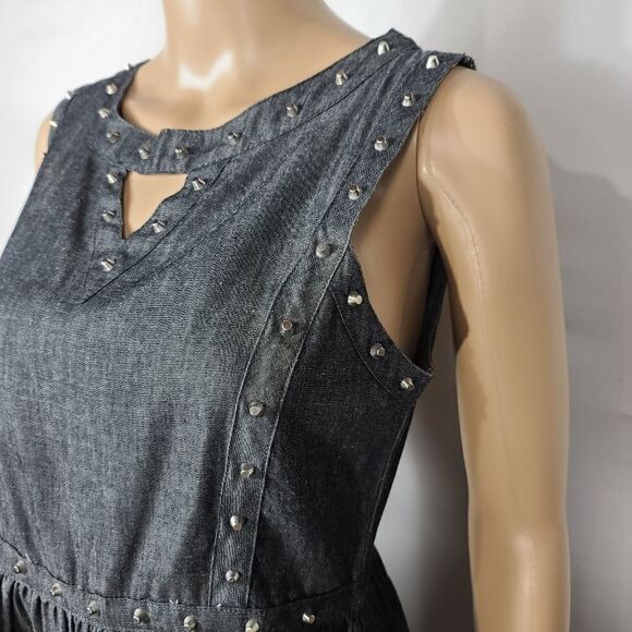 YA Los angle Denim Studded Sleeveless Dress - Picture 7 of 8